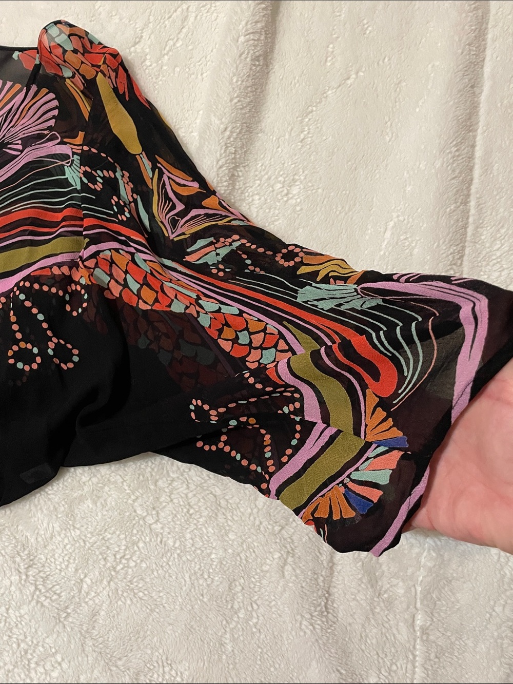 Free People Black Floral-Print Dolman Blouse with Multicolor Motif - Picture 11 of 11